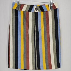Listicle Striped Corduroy Skirt Colorful Casual Pencil Skirt Retro 70s Size‎ L